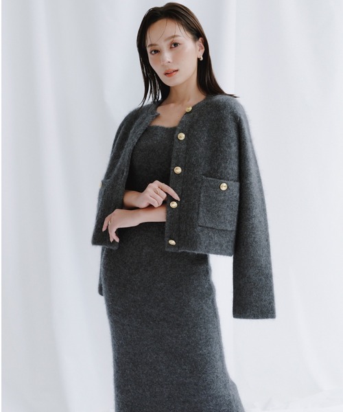 【美品】カシミヤブレンドキャミソールニットワンピース アニュアンス anuans カシミヤブレンドキャミソールニットワンピース（ワンピース