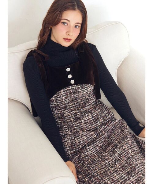 CALNAMUR(カルナムール)の「クラシックツイードロングワンピース(ワンピース・レディース・ブラウン/ブラック・FREE)」の15枚目の写真