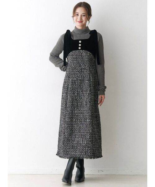 CALNAMUR(カルナムール)の「クラシックツイードロングワンピース(ワンピース・レディース・ブラウン/ブラック・FREE)」の17枚目の写真