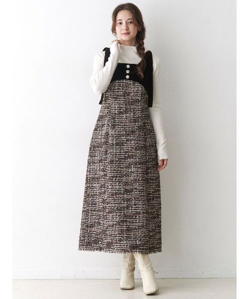 CALNAMUR(カルナムール)の「クラシックツイードロングワンピース(ワンピース・レディース・ブラウン/ブラック・FREE)」の19枚目の写真