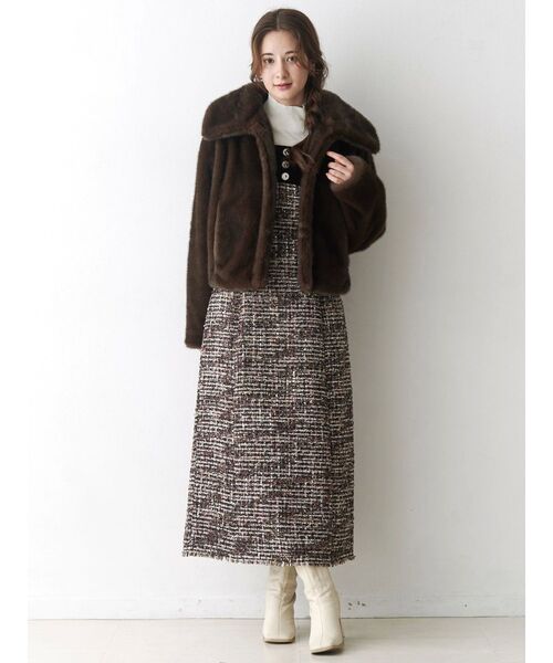 CALNAMUR(カルナムール)の「クラシックツイードロングワンピース(ワンピース・レディース・ブラウン/ブラック・FREE)」の21枚目の写真