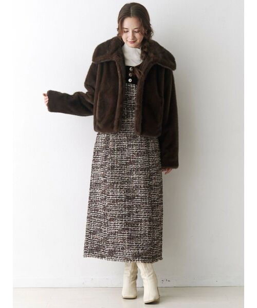 CALNAMUR(カルナムール)の「クラシックツイードロングワンピース(ワンピース・レディース・ブラウン/ブラック・FREE)」の22枚目の写真