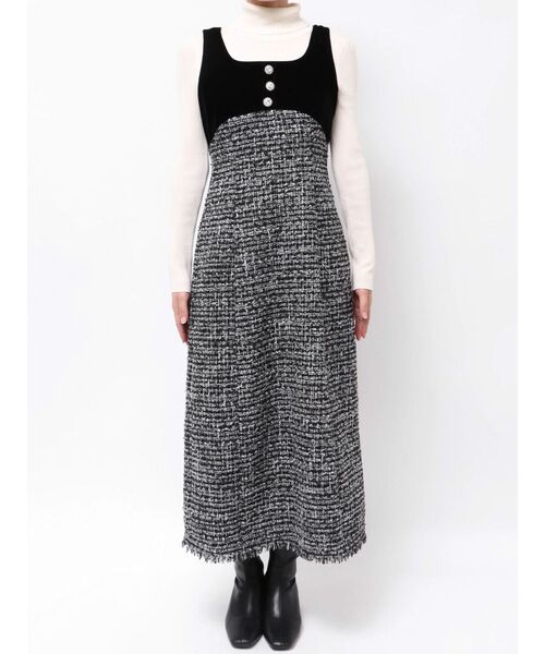 CALNAMUR(カルナムール)の「クラシックツイードロングワンピース(ワンピース・レディース・ブラウン/ブラック・FREE)」の6枚目の写真