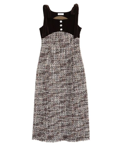 CALNAMUR(カルナムール)の「クラシックツイードロングワンピース(ワンピース・レディース・ブラウン/ブラック・FREE)」の9枚目の写真