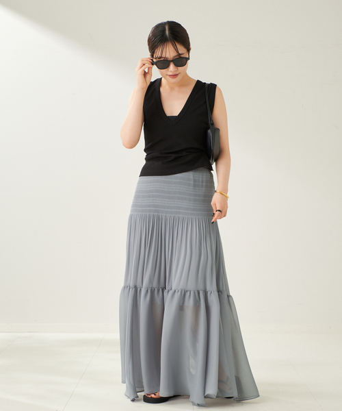 plage(プラージュ)の「Sheer Gather スカート(スカート・レディース・サックスブルー/ブラック・36/38)」の20枚目の写真