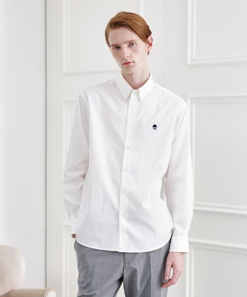 TAKEO KIKUCHI(タケオキクチ)の「【LIMITED】ワンポイント刺繍ボタンダウンシャツ(シャツ/ブラウス・メンズ・ネイビー/ベージュ/モスグリーン/ホワイト/チャコールグレー・01/02/03/04)」の1枚目の写真