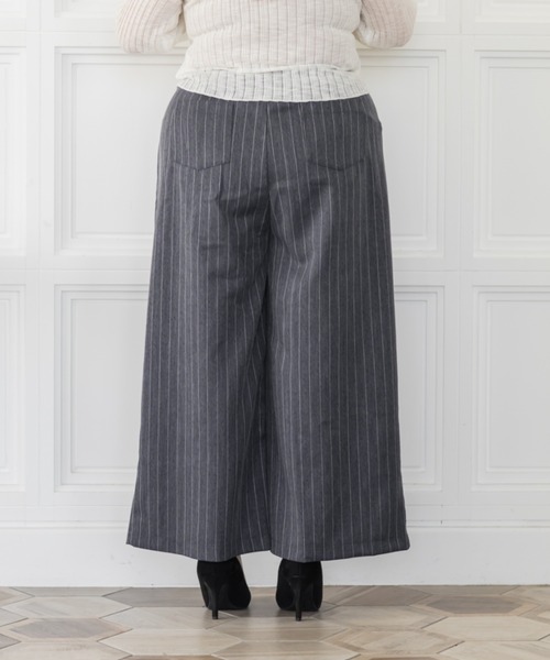 CLETTE（クレット）の「CLETTEオリジナルストライプ柄ワイドパンツ（その他パンツ・レディース・ネイビー/グレー/ブラウン・LL/4L/3L）」の19枚目の写真