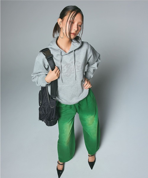 X-girl（エックスガール）の「OVERDYED SWEAT PANTS（スウェットパンツ・レディース・ピンク/グリーン/ネイビー・S/M）」の4枚目の写真