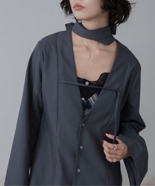 VACANCY(ヴァカンシー)の「フロントベルトワンピースジャケット(ワンピース・レディース・ブラック/グレー・LARGE/MEDIUM)」の12枚目の写真
