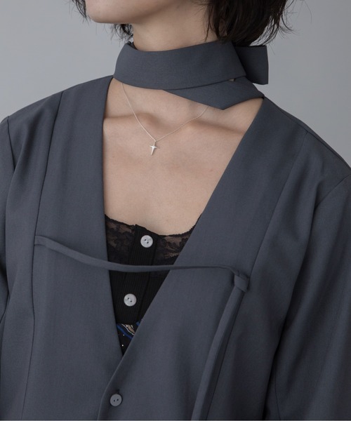 VACANCY(ヴァカンシー)の「フロントベルトワンピースジャケット(ワンピース・レディース・ブラック/グレー・LARGE/MEDIUM)」の9枚目の写真