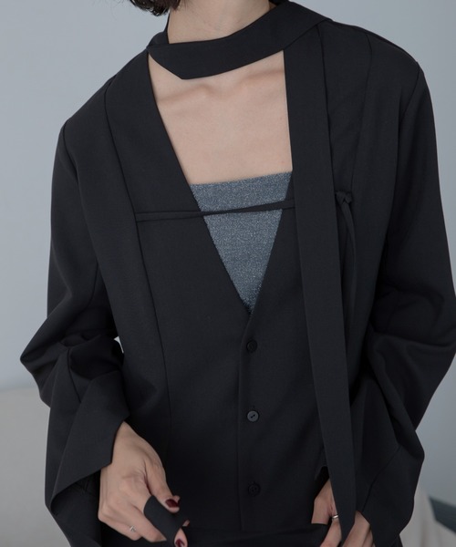 VACANCY(ヴァカンシー)の「フロントベルトワンピースジャケット(ワンピース・レディース・ブラック/グレー・LARGE/MEDIUM)」の21枚目の写真