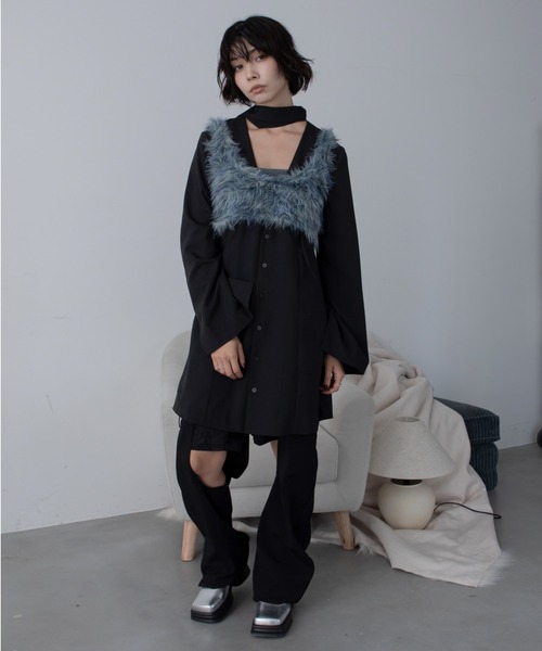 VACANCY(ヴァカンシー)の「フロントベルトワンピースジャケット(ワンピース・レディース・ブラック/グレー・LARGE/MEDIUM)」の16枚目の写真