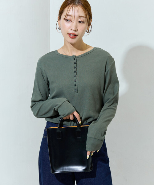 アトリエフランセ✳︎ヘンリーロングスリーブ セール】限定展開 Ginger ヘンリーネック ロング スリーブ トップス（T