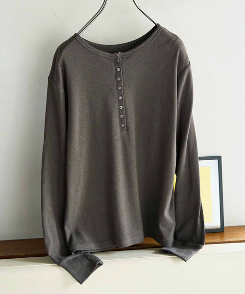 セール】限定展開 Ginger ヘンリーネック ロング スリーブ トップス（T