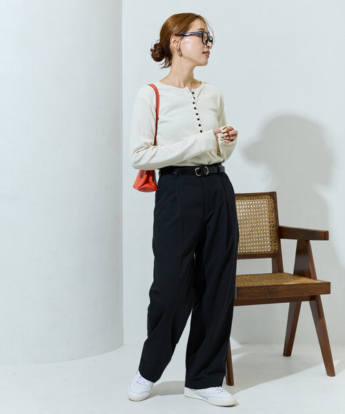 アトリエフランセ✳︎ヘンリーロングスリーブ セール】限定展開 Ginger ヘンリーネック ロング スリーブ トップス（T
