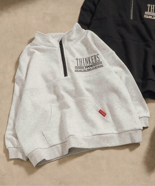 BREEZE(ブリーズ)の「【B NEWJACK・セットアップ可】ハーフジップトレーナー_ジュニア対応(スウェット・キッズ・ブラック/アイボリー・90/100/120/130/140/150/160/110)」の2枚目の写真