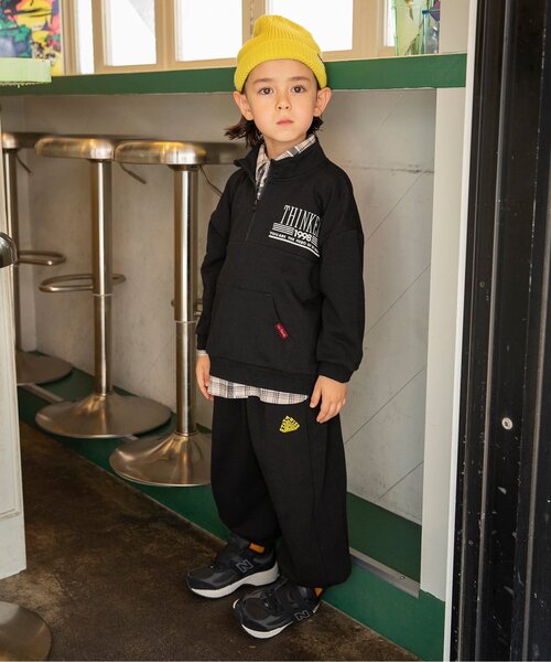 BREEZE(ブリーズ)の「【B NEWJACK・セットアップ可】ハーフジップトレーナー_ジュニア対応(スウェット・キッズ・ブラック/アイボリー・90/100/120/130/140/150/160/110)」の3枚目の写真