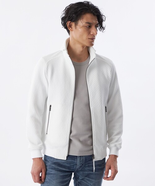 EPOCA UOMO(エポカウォモ)の「*Safari11月号掲載*ブロックツイルブリスターブルゾン(Tシャツ/カットソー・メンズ・ダークネイビー/ホワイト・46/48)」の1枚目の写真