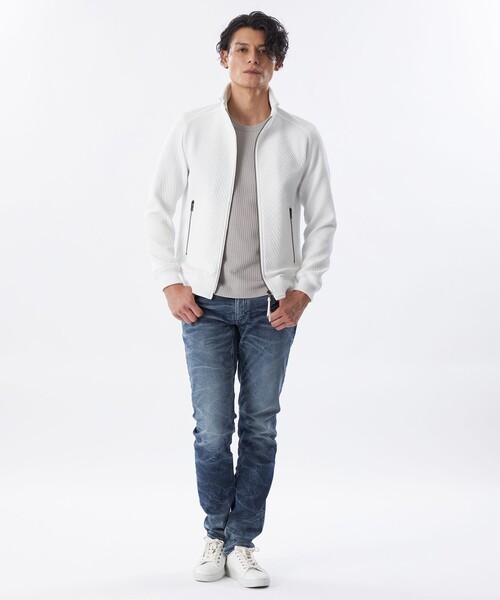 EPOCA UOMO(エポカウォモ)の「*Safari11月号掲載*ブロックツイルブリスターブルゾン(Tシャツ/カットソー・メンズ・ダークネイビー/ホワイト・46/48)」の3枚目の写真