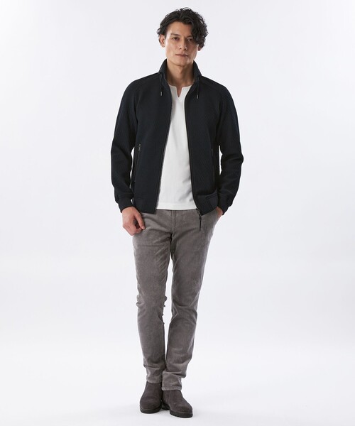 EPOCA UOMO(エポカウォモ)の「*Safari11月号掲載*ブロックツイルブリスターブルゾン(Tシャツ/カットソー・メンズ・ダークネイビー/ホワイト・46/48)」の4枚目の写真
