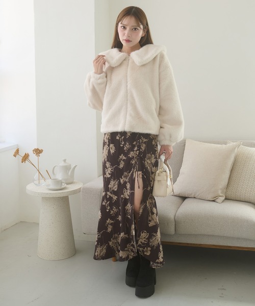 Ambre Neige（アンブルネージュ）の「big collar fake fur blouson / ビッグカラーフェイクファーブルゾン（ブルゾン・レディース・アイボリー/ダークブラウン/モカ・FREE）」の12枚目の写真