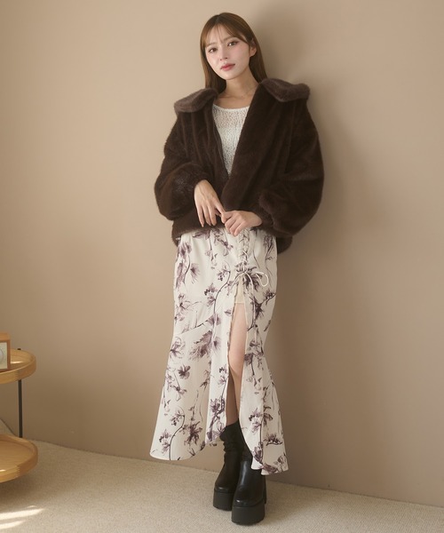 Ambre Neige（アンブルネージュ）の「big collar fake fur blouson / ビッグカラーフェイクファーブルゾン（ブルゾン・レディース・アイボリー/ダークブラウン/モカ・FREE）」の21枚目の写真