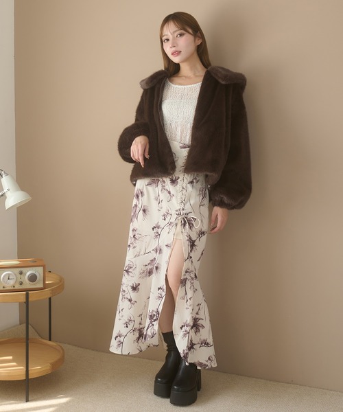 Ambre Neige（アンブルネージュ）の「big collar fake fur blouson / ビッグカラーフェイクファーブルゾン（ブルゾン・レディース・アイボリー/ダークブラウン/モカ・FREE）」の22枚目の写真