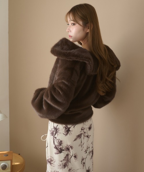 Ambre Neige（アンブルネージュ）の「big collar fake fur blouson / ビッグカラーフェイクファーブルゾン（ブルゾン・レディース・アイボリー/ダークブラウン/モカ・FREE）」の20枚目の写真