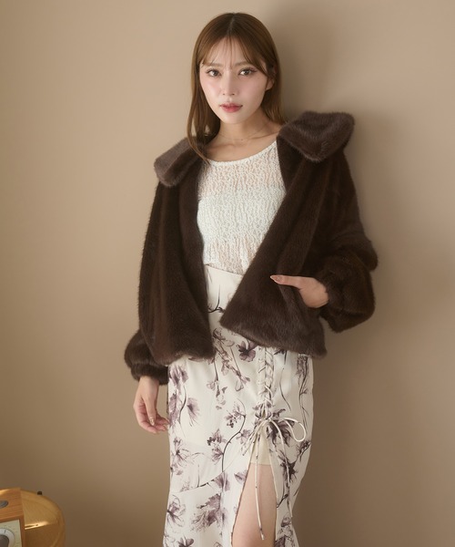 Ambre Neige（アンブルネージュ）の「big collar fake fur blouson / ビッグカラーフェイクファーブルゾン（ブルゾン・レディース・アイボリー/ダークブラウン/モカ・FREE）」の18枚目の写真