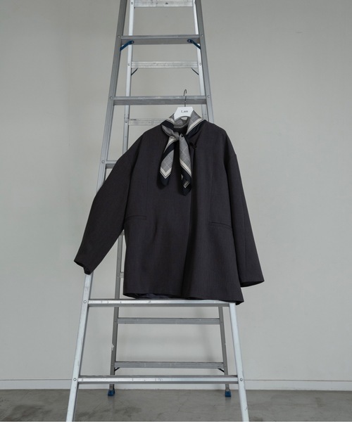 I_am（アイアム）の「loose silhouette collarless jacket / ルースシルエットカラーレスジャケット（Tシャツ/カットソー・レディース・チャコール/ベージュ・FREE）」の5枚目の写真
