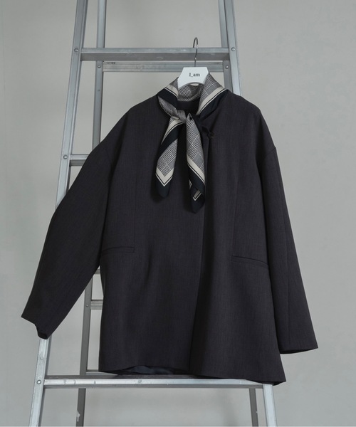 I_am（アイアム）の「loose silhouette collarless jacket / ルースシルエットカラーレスジャケット（Tシャツ/カットソー・レディース・チャコール/ベージュ・FREE）」の20枚目の写真