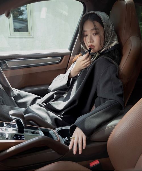 I_am（アイアム）の「loose silhouette collarless jacket / ルースシルエットカラーレスジャケット（Tシャツ/カットソー・レディース・チャコール/ベージュ・FREE）」の4枚目の写真