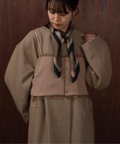 I_am（アイアム）の「loose silhouette collarless jacket / ルースシルエットカラーレスジャケット（Tシャツ/カットソー・レディース・チャコール/ベージュ・FREE）」の16枚目の写真