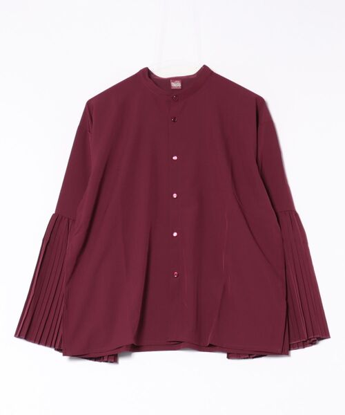 カヤ(カヤ)の「【カヤ】襞寄せバンドカラーシャツ(シャツ/ブラウス・レディース・スミクロ/ホワイト/エンジ/ライトパープル・FREE)」の4枚目の写真