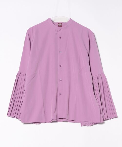カヤ(カヤ)の「【カヤ】襞寄せバンドカラーシャツ(シャツ/ブラウス・レディース・スミクロ/ホワイト/エンジ/ライトパープル・FREE)」の3枚目の写真