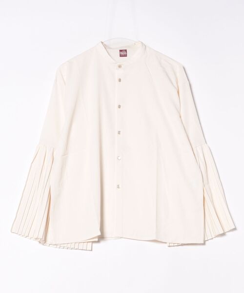 カヤ(カヤ)の「【カヤ】襞寄せバンドカラーシャツ(シャツ/ブラウス・レディース・スミクロ/ホワイト/エンジ/ライトパープル・FREE)」の2枚目の写真