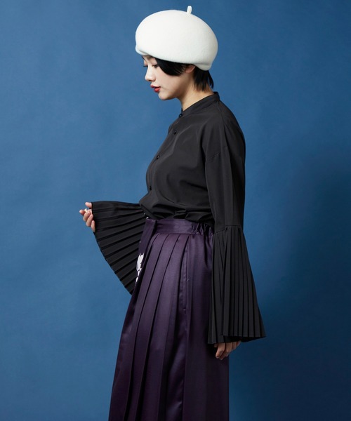 カヤ(カヤ)の「【カヤ】襞寄せバンドカラーシャツ(シャツ/ブラウス・レディース・スミクロ/ホワイト/エンジ/ライトパープル・FREE)」の21枚目の写真