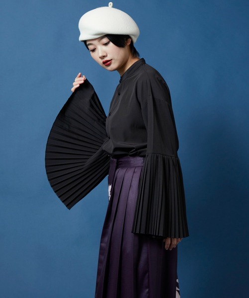 カヤ(カヤ)の「【カヤ】襞寄せバンドカラーシャツ(シャツ/ブラウス・レディース・スミクロ/ホワイト/エンジ/ライトパープル・FREE)」の22枚目の写真