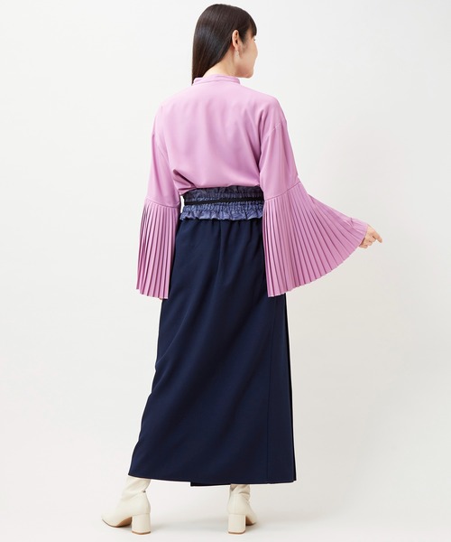 カヤ(カヤ)の「【カヤ】襞寄せバンドカラーシャツ(シャツ/ブラウス・レディース・スミクロ/ホワイト/エンジ/ライトパープル・FREE)」の15枚目の写真