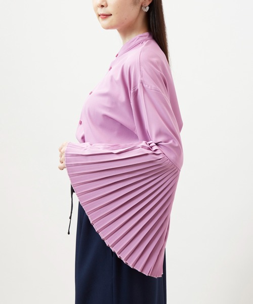 カヤ(カヤ)の「【カヤ】襞寄せバンドカラーシャツ(シャツ/ブラウス・レディース・スミクロ/ホワイト/エンジ/ライトパープル・FREE)」の17枚目の写真
