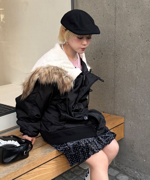 CIAOPANIC（チャオパニック）の「ショートN-3Bジャケット（ブルゾン・レディース・カーキ/ブラック・FREE）」の5枚目の写真