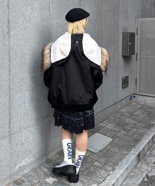 CIAOPANIC（チャオパニック）の「ショートN-3Bジャケット（ブルゾン・レディース・カーキ/ブラック・FREE）」の8枚目の写真