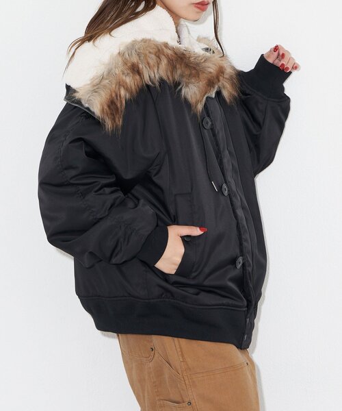 CIAOPANIC（チャオパニック）の「ショートN-3Bジャケット（ブルゾン・レディース・カーキ/ブラック・FREE）」の15枚目の写真