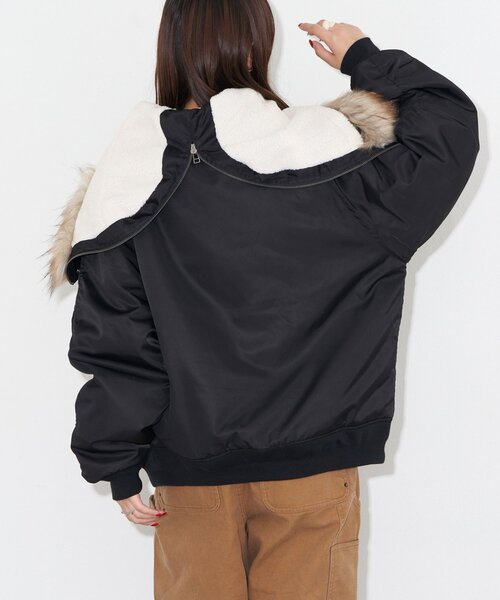 CIAOPANIC（チャオパニック）の「ショートN-3Bジャケット（ブルゾン・レディース・カーキ/ブラック・FREE）」の16枚目の写真