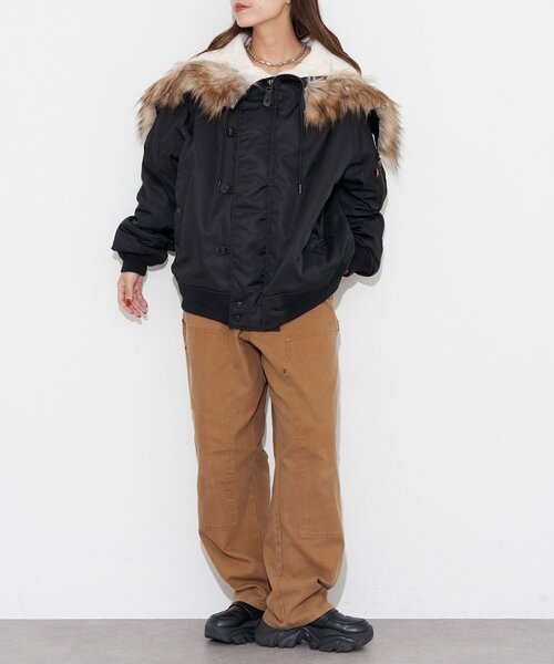 CIAOPANIC（チャオパニック）の「ショートN-3Bジャケット（ブルゾン・レディース・カーキ/ブラック・FREE）」の17枚目の写真