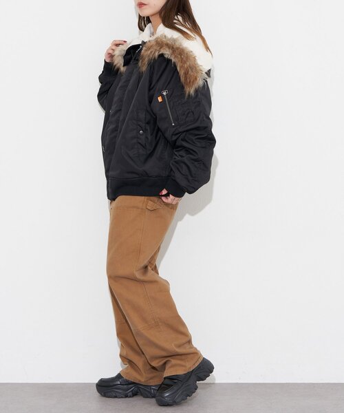 CIAOPANIC（チャオパニック）の「ショートN-3Bジャケット（ブルゾン・レディース・カーキ/ブラック・FREE）」の18枚目の写真