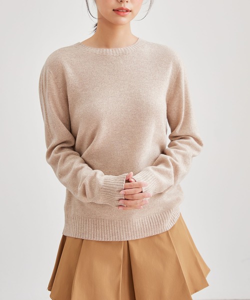 Lace Ladies（レースレディース）の「ウール カシミヤ クルーネック ニット プルオーバー（ニット/セーター・レディース・ベージュ/グレー/アイボリー/ブラック・FREE）」の4枚目の写真