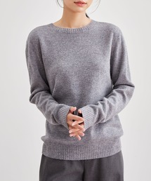 ウール カシミヤ クルーネック ニット プルオーバー