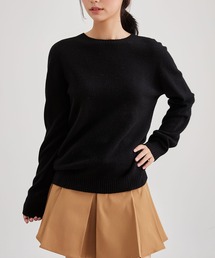 ウール カシミヤ クルーネック ニット プルオーバー