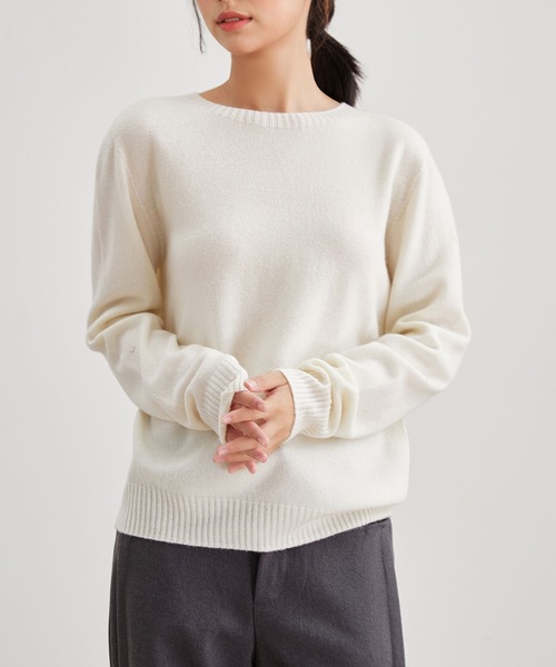 Lace Ladies（レースレディース）の「ウール カシミヤ クルーネック ニット プルオーバー（ニット/セーター・レディース・ベージュ/グレー/アイボリー/ブラック・FREE）」の9枚目の写真